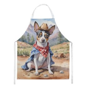 Rat Terrier Cowboy Welcome Apron Cooking Kitchen Server Baking Crafts Gardening for Adult Women Men, Unisex, Large, Multicolor