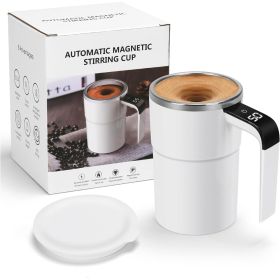 12oz Self Stirring Mug, Auto Magnetic Coffee Mug With LED Display Temperature, Rechargeable Automatic Stirring Cup (Option: White)