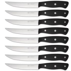 8-Piece 4.5-Inch Steak Knife Set, Carbon Steel Double Bevel, With Eco-Friendly POM Handles And Gift Box (Option: Primary color)